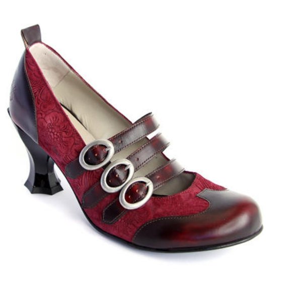 John Fluevog Shoes - John Fluevog Baroques Rubens Heels in Burgundy  7.5